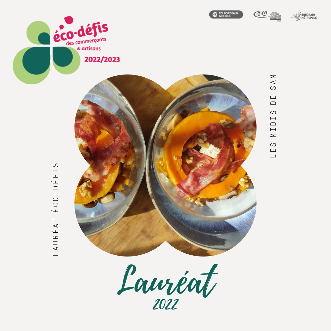 Les midis de Sam, c'est un service traiteur 100% fait maison et avec passion, pour des plats déjeuners livrés à vélo sur Bordeaux et la Métropole. Les contenants en verre sont consignés, lavés et redistribués pour minimiser leur impact.